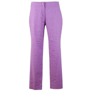 Purple Linen Straight Trousers - 42