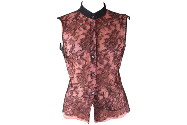 Laced Sleeveless Silk Blouse - 38
