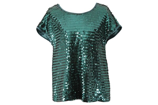 Green Evening Sequined Top - M