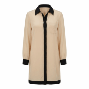 Beige Buttoned Silk Dress - 38
