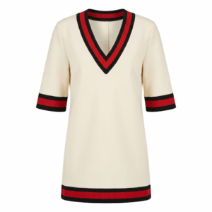 Cream Striped Shift Dress - M