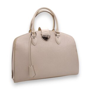Cream Leather Handle Bag