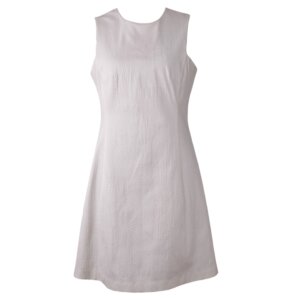 White Cotton A-Line Dress - 46