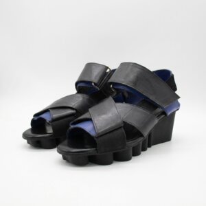 Black Leather Slingback Wedges - 37