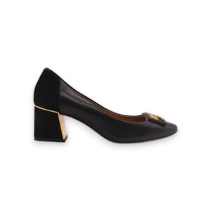 Black Leather Logoed Pumps - 35