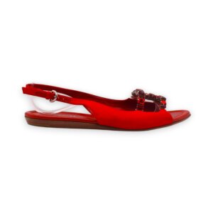Red Jewelled Flat Slingbacks - 37.5