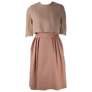 Bi-Color Pleated Midi Dress - 36