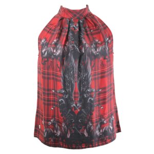 Tartan Sleeveless Silk Top - M