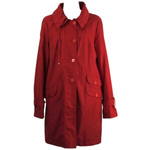 Red Nylon Straight Trench - 44