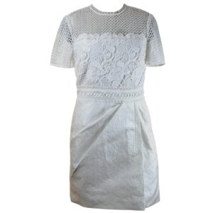 White Embroidery Evening Dress - 38
