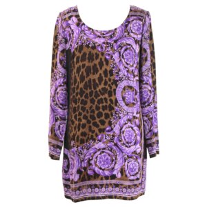 Multiprinted Silk Mini Dress - 38