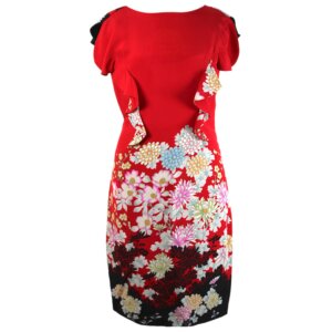 Flower Silk Evening Dress - 40