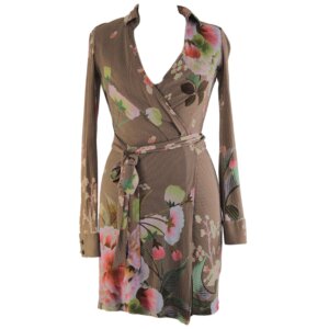 Multiprint Wrap Midi Dress - 36