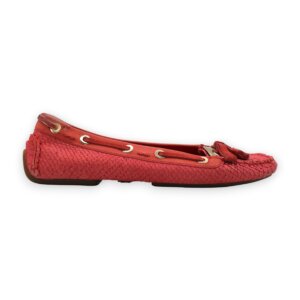 Coral Leather Flat Loafers - 41