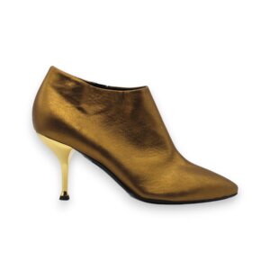 Gold Leather Ankle Boots - 39