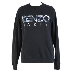 Black Logoed Cotton Sweater - S
