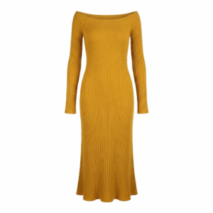 Mustard Knit Fit A-Line Dress - XS