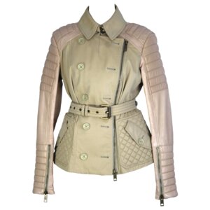 Beige Leather Short Trench - 40