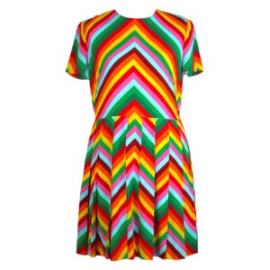 Colorful Pleated A-Line Dress - 38