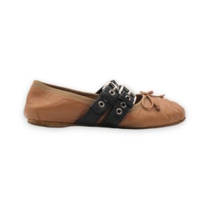 Buckled Leather Ballet Flats - 35