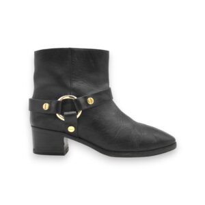 Mid Black Leather Boots - 37.5