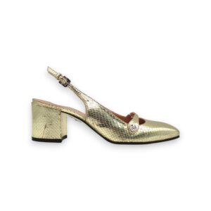 Gold Leather Slingbacks - 39.5