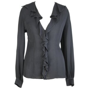 Black Ruffle Fit Blouse - 38