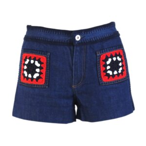 Crochet Denim Mini Shorts - 35