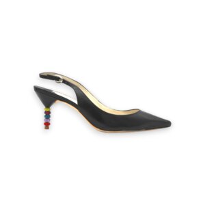 Black Leather Pointy Slingbacks - 41