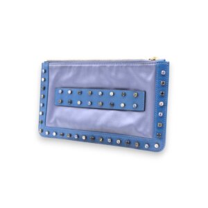 Blue Satin Crystal Clutch