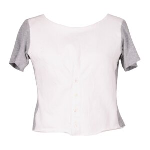 White Denim Buttoned Top - S