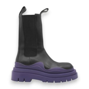 Black Leather Platform Boots - 35