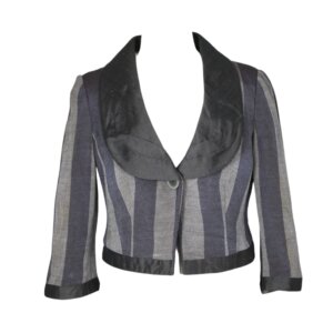 Ramie Stripes Cropped Blazer - 38