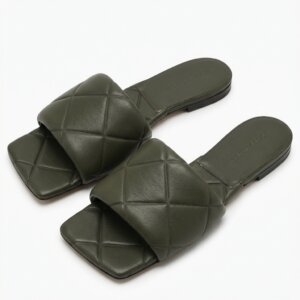 ''Lido'' Khaki Quilted Sandals - 41