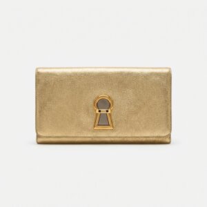 Gold Leather Rectangle Clutch