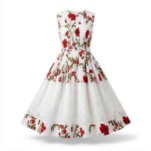 Flower A-Line Cotton Dress - 40