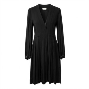 Black Pleated A-Line Dress -38