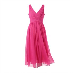 Fuchsia Silk A-Line Mid Dress - 38