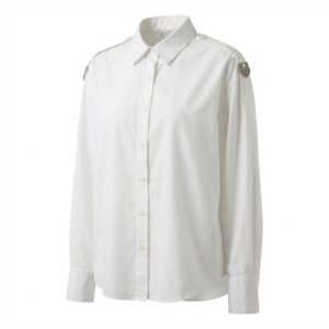 White Cotton Straight Blouse - M