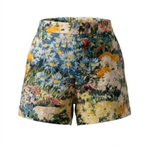 Colorful Flower Linen Shorts - 40
