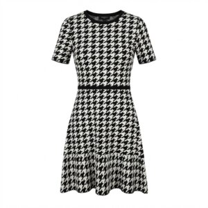 Houndstooth A-Line Mid Dress - L