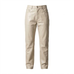 Eco Leather Cream Trousers - XS