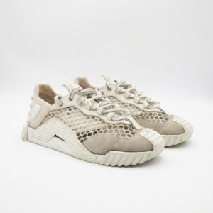 White Fishnet Lace Up Sneakers - 37