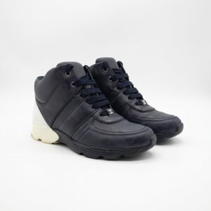 Bi-Color Leather Ankle Sneakers - 36