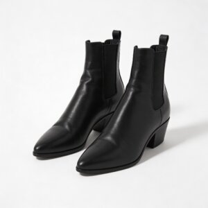 Black Leather Ankle Boots  - 35.5