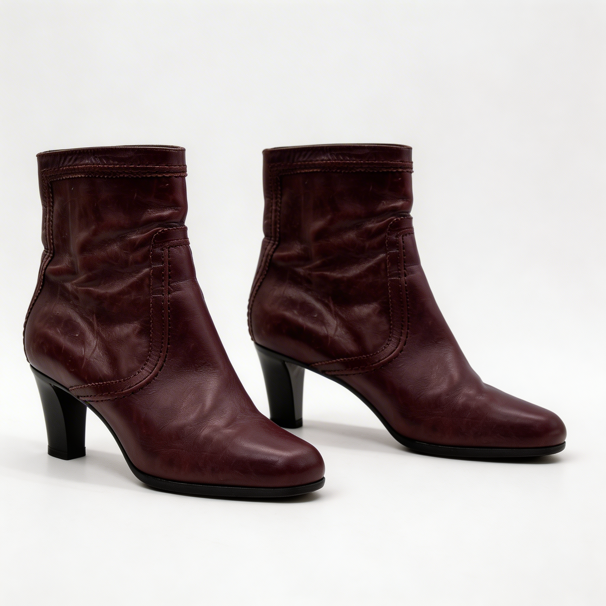Purple Leather Ankle Boots - 39