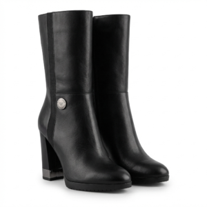 Black Leather Ankle Boots - 39