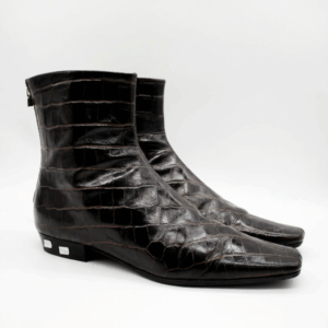 Chocolate Leather Ankle Boots - 40