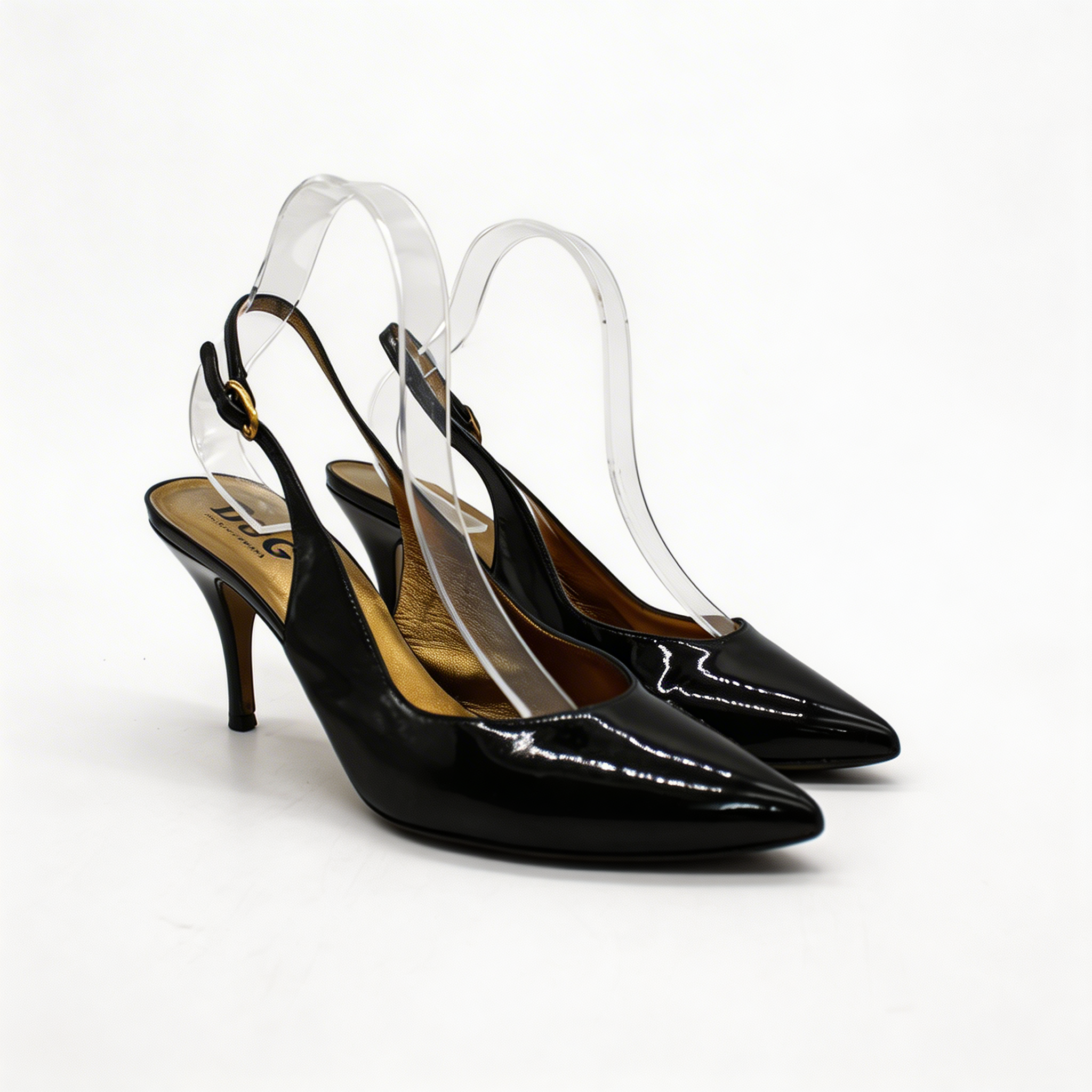Black Leather Slingbacks - 40.5