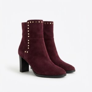 Burgundy Suede Leather Boots - 37